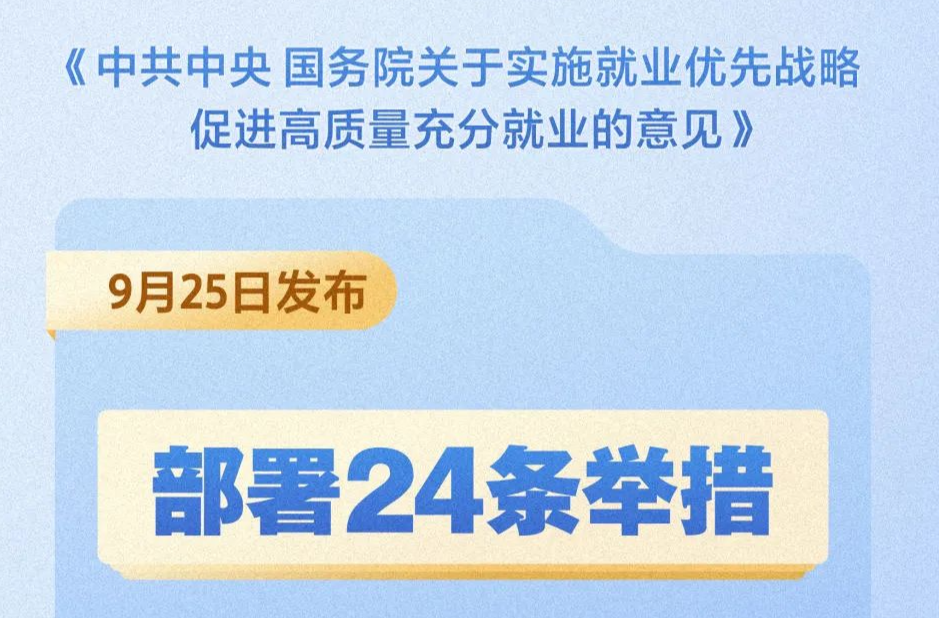 《中共中央 國(guó)務(wù)院關(guān)于實(shí)施就業(yè)優(yōu)先戰(zhàn)略促進(jìn)高質(zhì)量充分就業(yè)的意見》發(fā)布