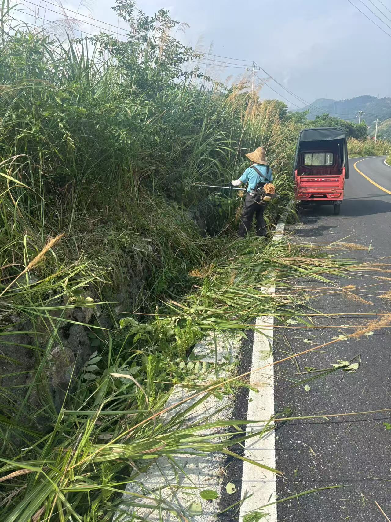 冷水江市農(nóng)村公路建設(shè)養(yǎng)護中心：公路養(yǎng)護除草忙 保障道路暢潔美