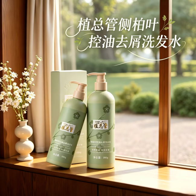 植总管侧柏叶控油去屑洗发水:油头必选温和去屑止痒防断发洗发水(图1)