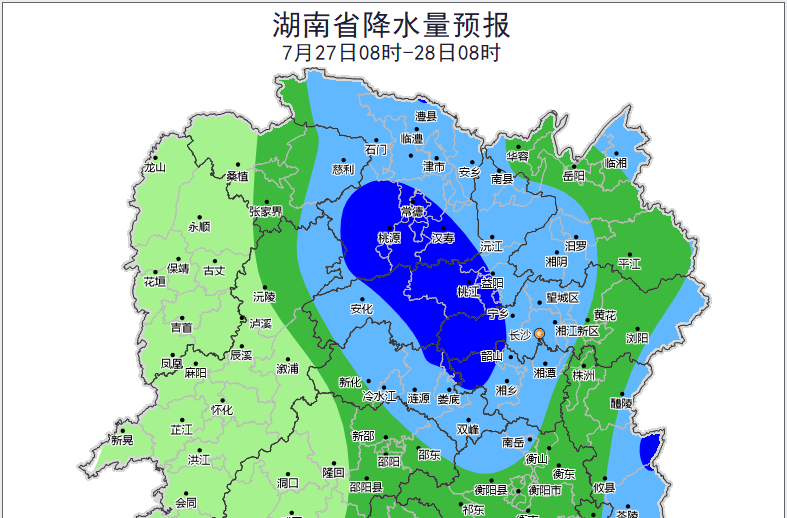 台风“红霞”强度减弱，27日永州、郴州有大暴雨