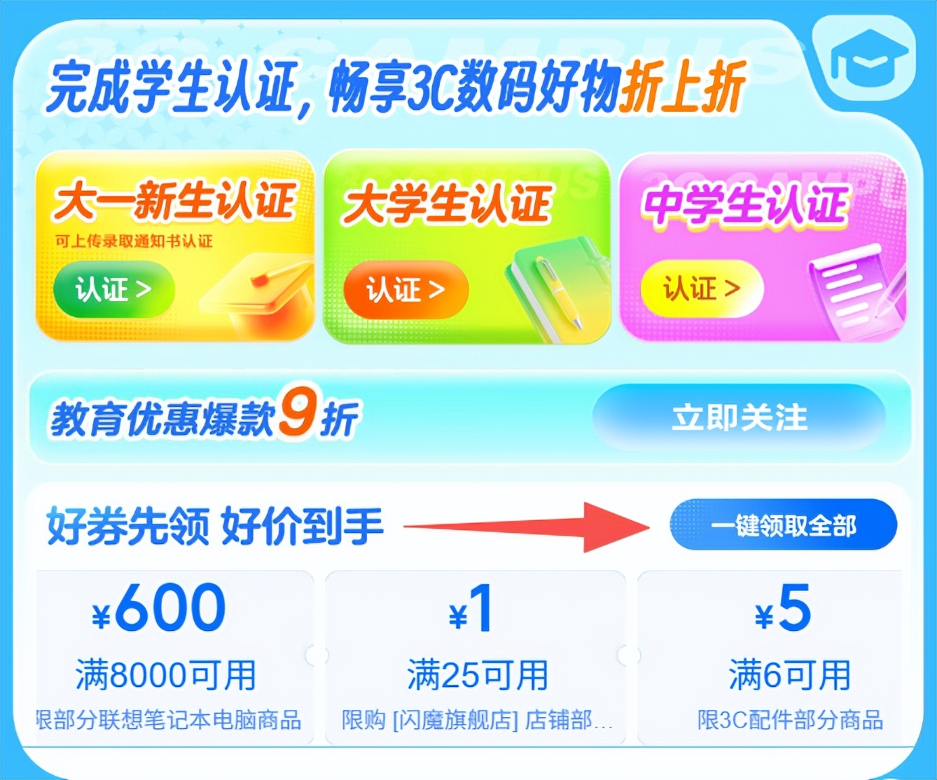 国补新一轮官宣继续!高考生专属福利!2026年高考生凭录取通知书可领优惠手机数码国补15%+京东学生返校季教育优惠学生买手机电脑平板3C数码可省上千块!(图2)